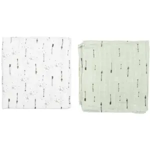 Pirulos Arrow Print Muslin Cloth Set - Blue (2 Pieces)