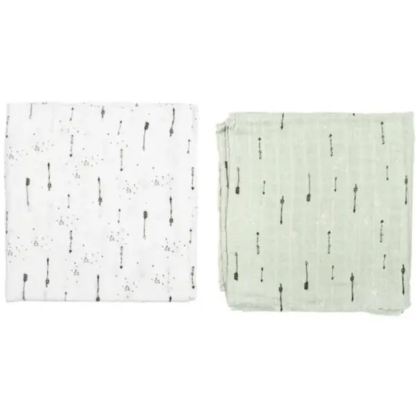 Pirulos Arrow Print Muslin Cloth Set - Blue (2 Pieces)